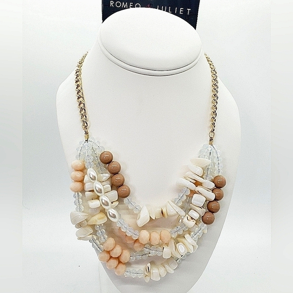 Romeo & Juliet couture Fashion necklace stones gold chain‎ Beach Vacation Summer - Picture 3 of 11